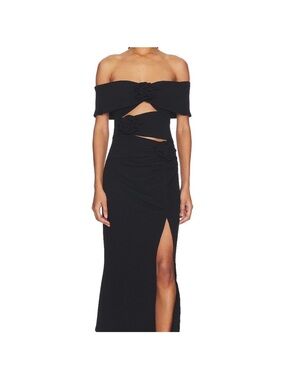 elliatt asymmetric satin cocktail dress Roni Asymmetrical Gown in Green main image 1